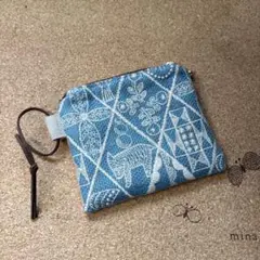 ミナペルホネン ミニポーチ（ライトブルー）　ハンドメイド