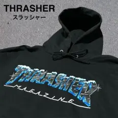 新品 THRASHER スラッシャー ロゴ プルオーバー パーカー 黒 M