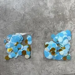 水色と金色の円形紙吹雪 ２袋