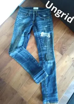 【Ungrid ダメージスキニーデニム 24inch】アングリッド　ストレッチ