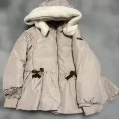 プティマイン　フード付きベージュダウンコート 120