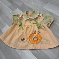 海外古着 70s カントリーファンシー 刺繍パフスリーブワンピ 80cm
