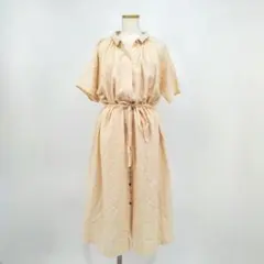 /◇b 【ペチコート付き】マーブルシュッド レース ロング丈 シャツワンピース