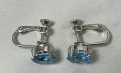 コスチュームジュエリー★水色石イヤリング　シルバー色