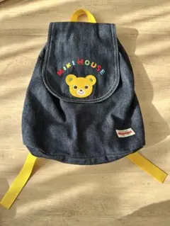 MIKI HOUSE デニムリュック クマ刺繍付き