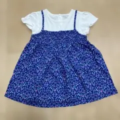 重ね着風花柄ワンピース 90㎝のサムネイル