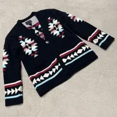 美品☆アンティバルリスティック　カーディガ　チマヨ柄　ネイビー　M