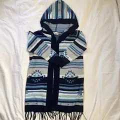 Kahiko フード付きロングカーディガン　幾何学模様　レディース