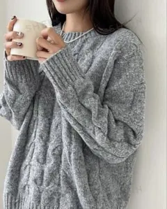 DAZY ケーブル編みセーター ドロップショルダー プルオーバー