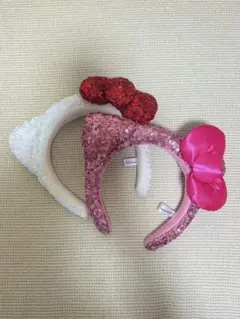 USJ ハローキティ カチューシャ スパンコール ホワイト ピンク ２個セット