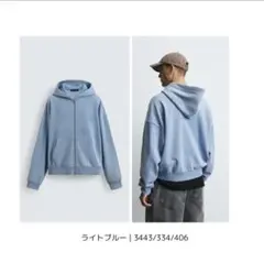 ZARA ライトブルー ダブル ジップアップパーカーのサムネイル