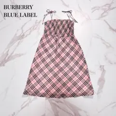 希少色✨美品 バーバリーブルーレーベル キャミワンピースノバチェック ギャザー