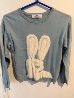 H&M 水色ウサギ柄セーター 134/140