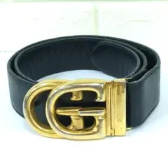 GUCCI ベルト　レザー　ブラック　GGロゴ　インターロッキング イタリア製