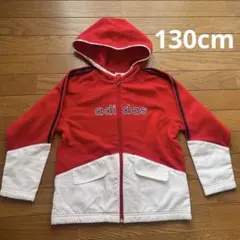 adidas フリースジャケット 130cm 赤/白