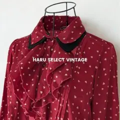 古着 レトロ古着 Vintage 昭和レトロ フリル ブラウス ドット ハート