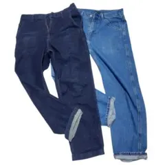 デニムワイドパンツ ダークブルー・ライトブルー　ユニクロ