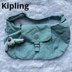 Kipling ショルダーバッグ キーホルダー付 ミントグリーン 水色 青のサムネイル