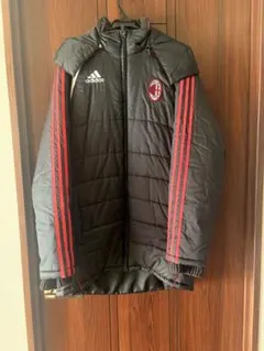 クリーニング済　ACミラン adidas ベンチコート 黒赤　S 160