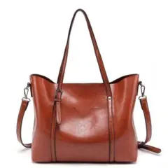 ①革レザー A4大容量　ショルダーバッグ 茶 ビジネス ポケット