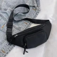 ボディバッグ ウエストバッグ ショルダーバッグ 男女兼用 2way ブラック