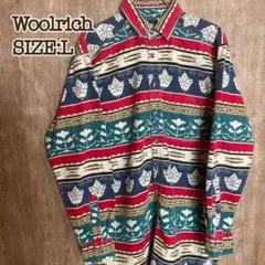 80s Woolrich ウールリッチ ネルシャツ 赤ネイティブ柄 L USA製