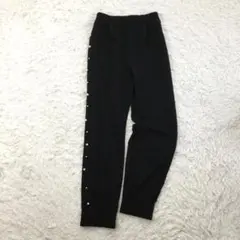 Frene★フレーネ　サイドパール ジョガーパンツ　黒　M-L