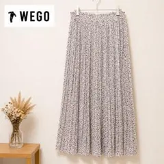 WEGO フリー 花柄 プリーツスカート ロング丈 アイボリー パープル 総柄のサムネイル