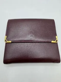 楽天市場】カルティエ 三つ折り財布 マストライン ボルドー×ゴールド