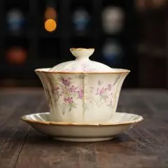 新品未使用 汝窯 美品 急須 茶枝濃粉盖碗 在銘 唐物 茶道具 煎茶道具 箱付