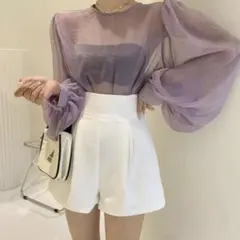 グレイル　GRL　タックハイウエストショートパンツ