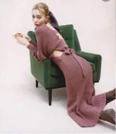 スナイデル　SNIDEL リブ編みバックオープンニットワンピース