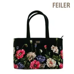 美品 FEILER フェイラー 花柄刺繍 トートバッグ ミドルサイズ