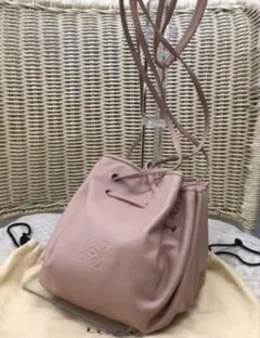 LOEWE ロエベ ナッパレザー 巾着 ショルダーバッグ ピンクベージュのサムネイル