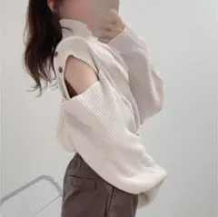 【GRL】マルチウェイショルダーオープンハイネックニットトップス[an1220]