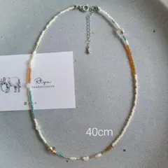 淡水パール　ケシパール　ビーズネックレス　天然石　ハンドメイド　韓国