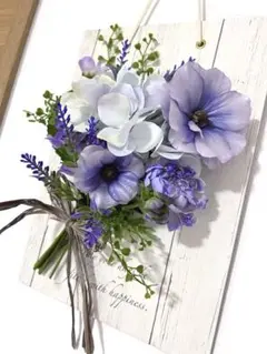 造花 アートフラワー 壁掛けスワッグ　パープル系