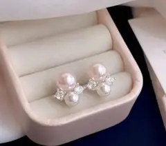143ソフトピンクパールピアス　上品　繊細　エレガント　豪華