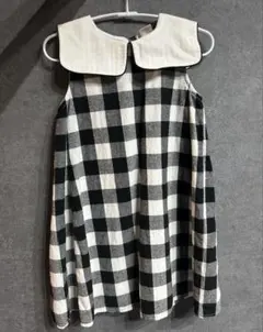 petit main ノースリーブ　ワンピース　120㎝　チェック　黒　白