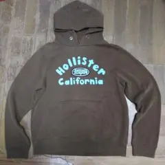 ホリスター古着屋購入Hollister Californiaロゴパーカー茶M中古