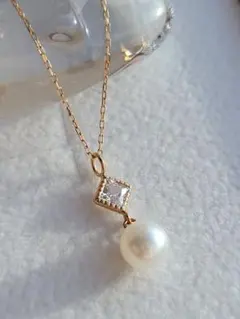 美品★ K10 YG TAKE UP ネックレス 淡水パール ジルコニアのサムネイル