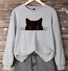 黒猫　スウェット　トレーナー　裏起毛　かわいい　あったか　ねこ　ネコ