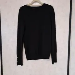 ZARA ブラック パールボタン 長袖ニット