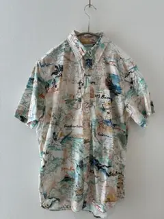 GAP 半袖シャツ マップ柄 サーフ Sサイズ
