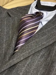 【未使用】FRANCO VALENTINO マルチストライプ ネクタイ　パープル