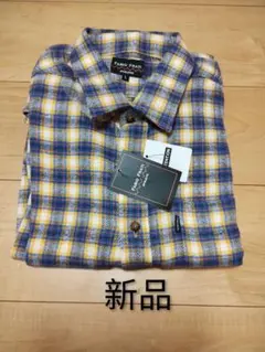 新品　FABIO FRATTI チェック柄長袖シャツ 起毛　秋冬　黄　青　L