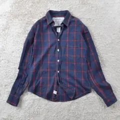 フランクアンドアイリーン 美品 バリー 長袖シャツ XXS 紺 赤 チェック