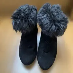 vanity beauty 黒 スエード ファー付きブーツ