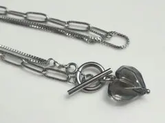 約42cm ステンレス シンプル シルバー ネックレス ハート かっこいい