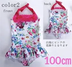 女の子用フラワー柄ワンピース水着　100㎝